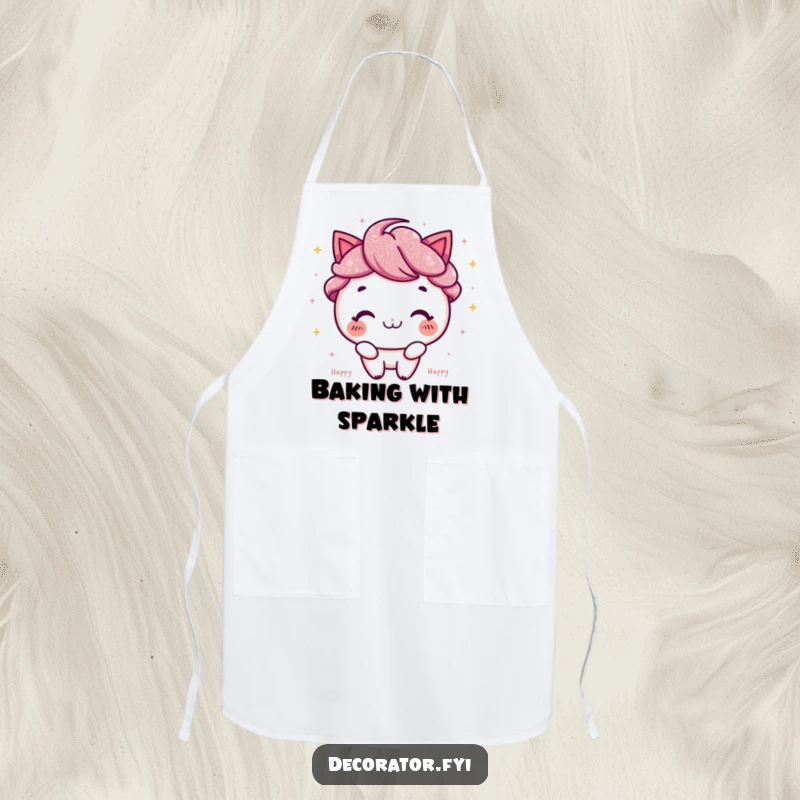 Funny Apron: Cheerful character joyfully sprinkling glitter, perfect for messy fun.