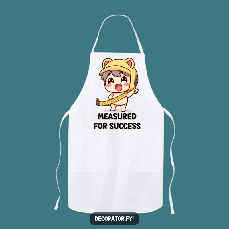 Funny Builder's Apron: Enthusiastic Tape Measure Character Kitchen Gift