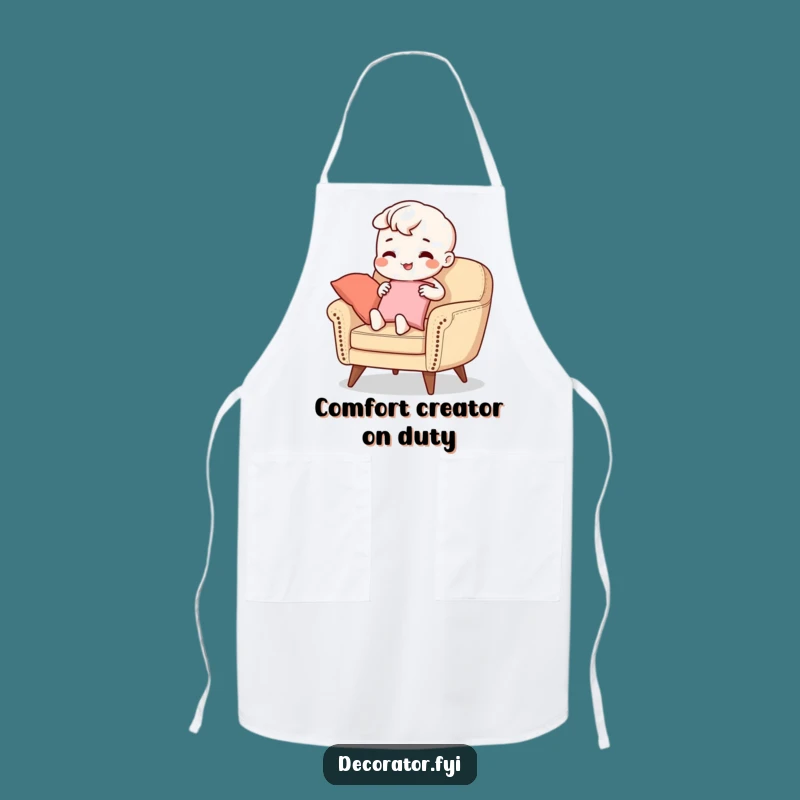 Funny Chef Apron: Beaming Character's Decorating Style for Kitchen Humor