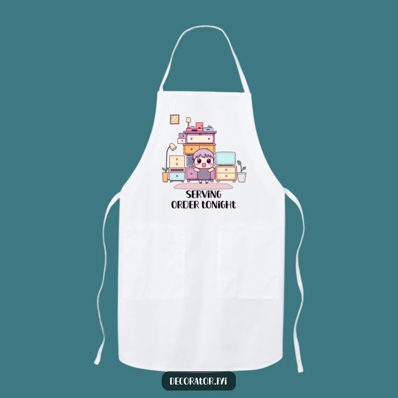 Funny Furniture Stack Chef Apron: Hilarious Kitchen Wear for Tidy Cooks!