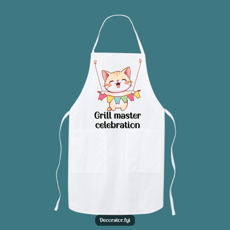 Funny Happy Cat Banner Apron, Hilarious Party Kitchen Gear, Festive Feline Chef Gift