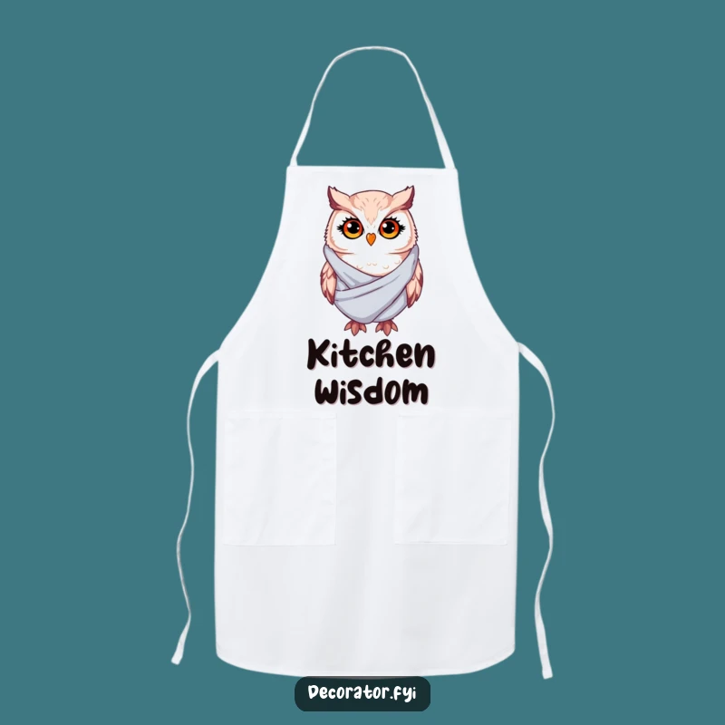 Funny Whimsical Owl Apron: Twinkling Eyes Draping Fabric - Humorous Chef Wear for Bakers