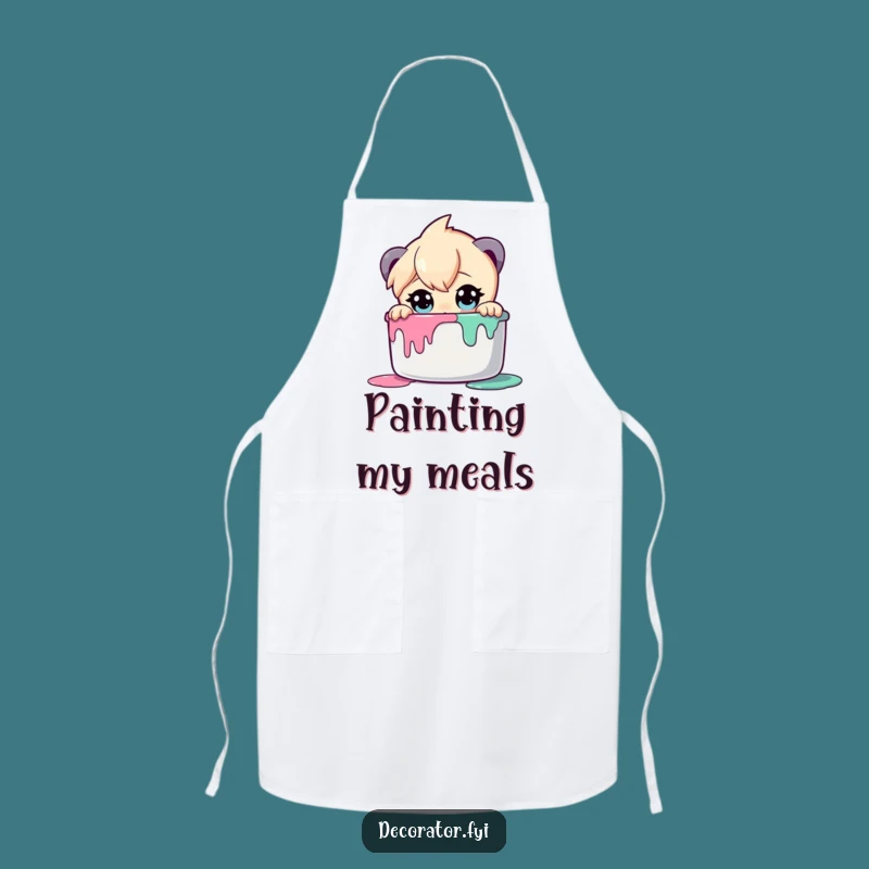 Funny Artist's Apron: Curious Character & Paint Pot, Practical Funny Gift