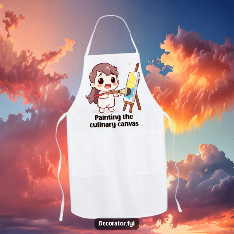 Funny Apron: A surprised character wields a giant paintbrush, ready to add a splash of color and humor to the kitchen.