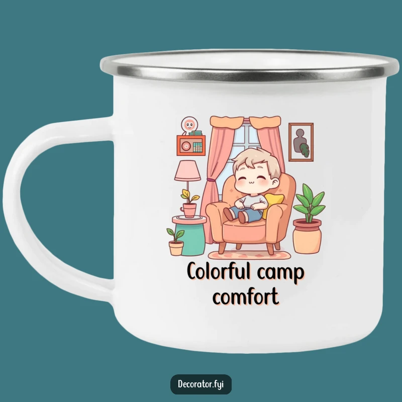 Funny Campfire Comfort Mug: Relaxed Character - Humorous Outdoor Gift for Relaxation!