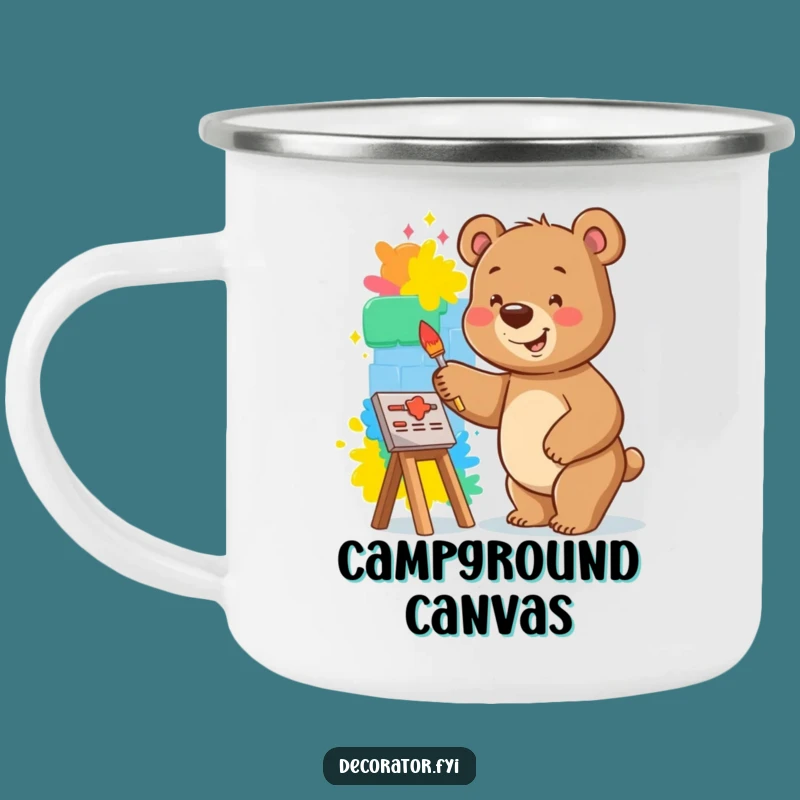 Funny Bear Camping Mug: Hilarious Painter Design for Creative Souls!