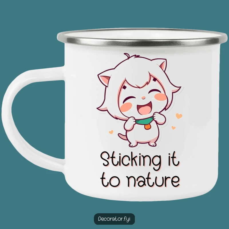 Funny Campfire Sticker Artist Mug: Giggling Character - Humorous Outdoor Gift for Adventurers!