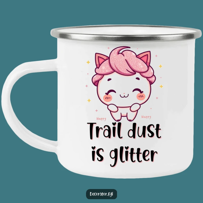 Funny Camping Mug: Happy Glitter Sprinkler, Durable & Hilarious for Sparkly Adventures