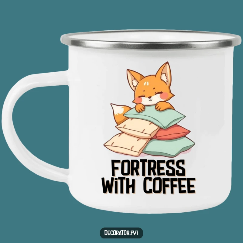Funny Fox Pillow Camping Mug - Cozy Adventures & Hilarious Gift