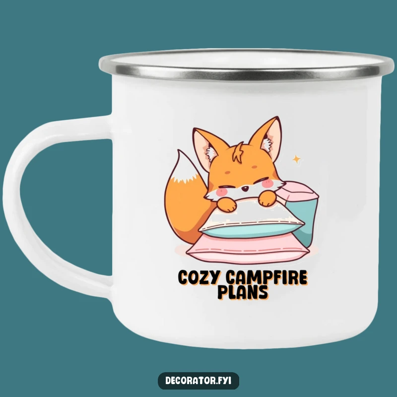 Funny Mischievous Fox Cushions Camping Mug: Durable Sly Cup, Great Funny Gift