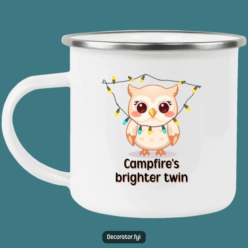 Funny Owl Decorator Camping Mug: Glee-ful Brews & Twinkling Lights Anywhere!