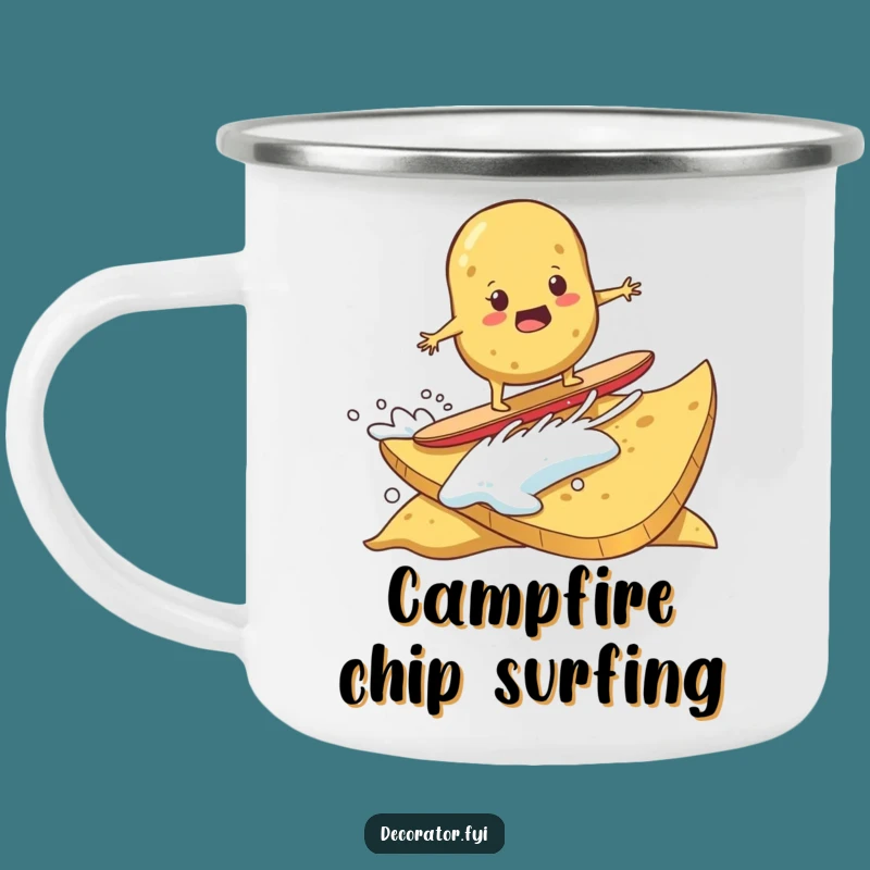 Funny Potato Surfing Chip Camping Mug: Hilarious Determined Drinkware for Outdoor Adventures