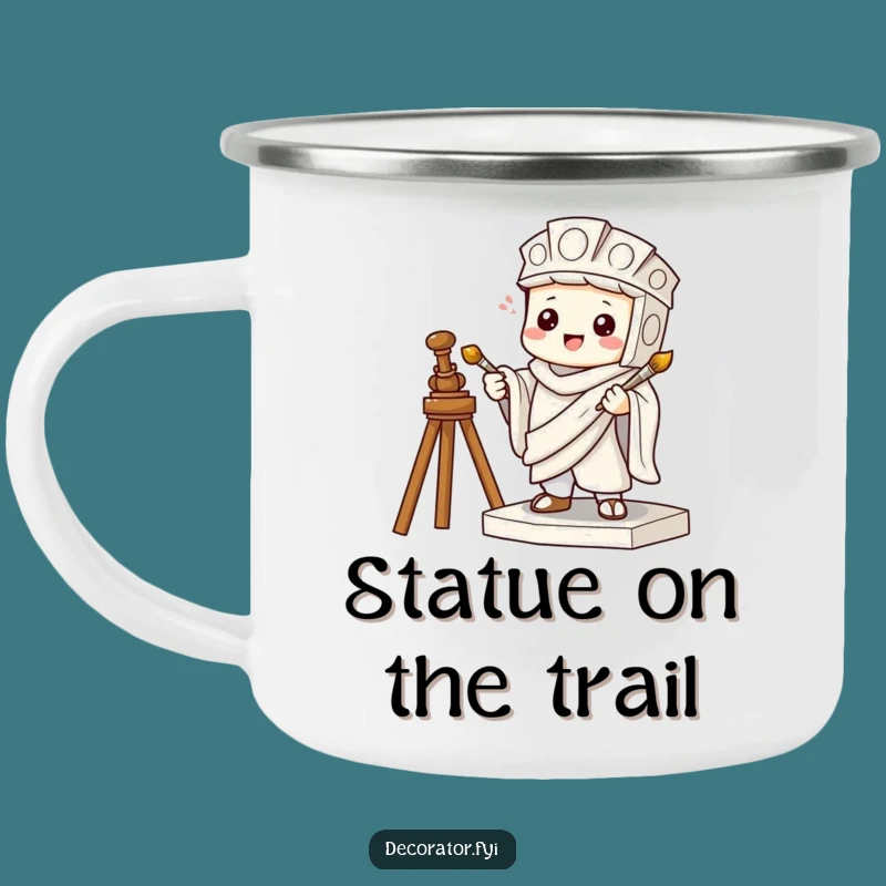 Funny Art Prankster Camping Mug: Mischievous Statue, Great Funny Gift