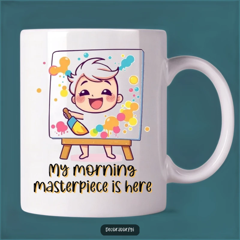 Funny Artist's Masterpiece Mug: Happy Painter Splashing Joy, Perfect Funny Gift