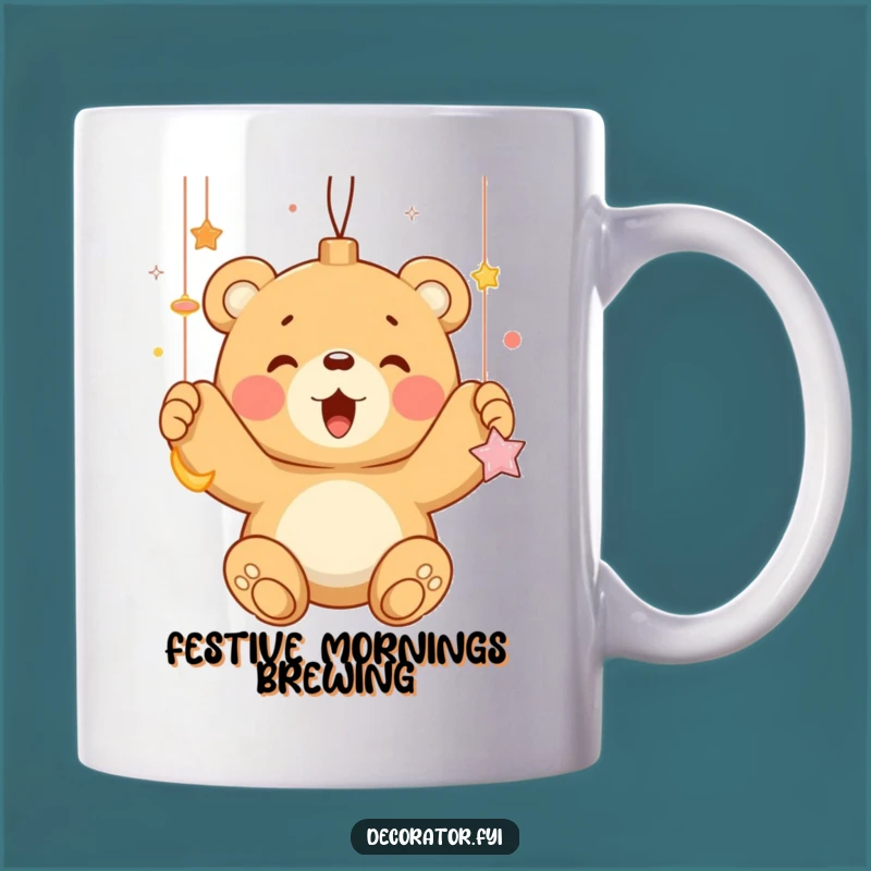 Funny Bear Cub Ornament Mug: Holiday Humor Design, Perfect Funny Gift