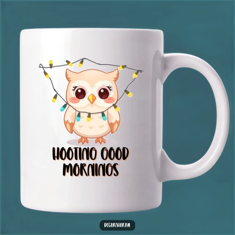 Funny Owl Decorator Mug: Glee-ful Twinkling Lights & Humorous Gift Idea!