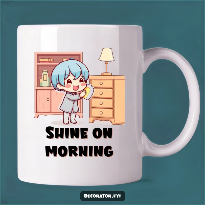 Funny Polishing Character Mug - Content & Hilarious Home Decor Gift