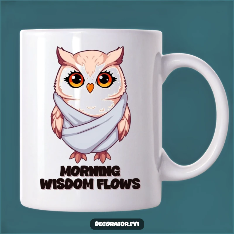 Funny Whimsical Owl Mug: Twinkling Eyes Draping Fabric for a Cozy, Humorous Gift