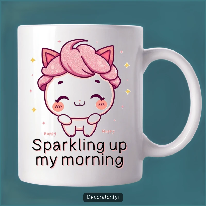 Funny Gift Mug: Happy Glitter Sprinkling Character, Perfect for Adding Sparkle to Your Day