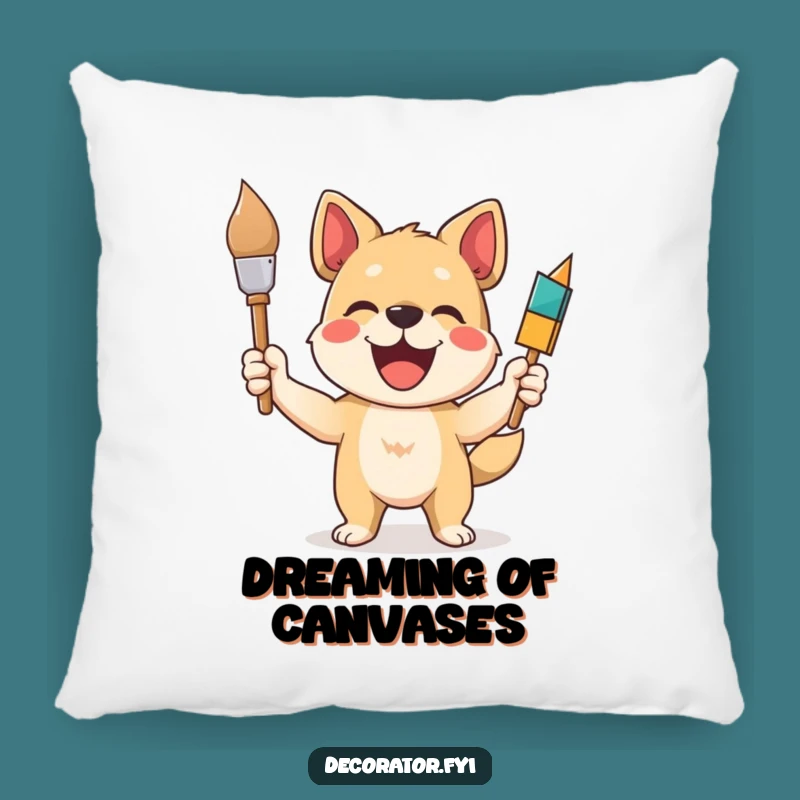 Funny Dog Painter Pillow: Add Cozy Artful Humor to Your Home, a Cute Funny Gift