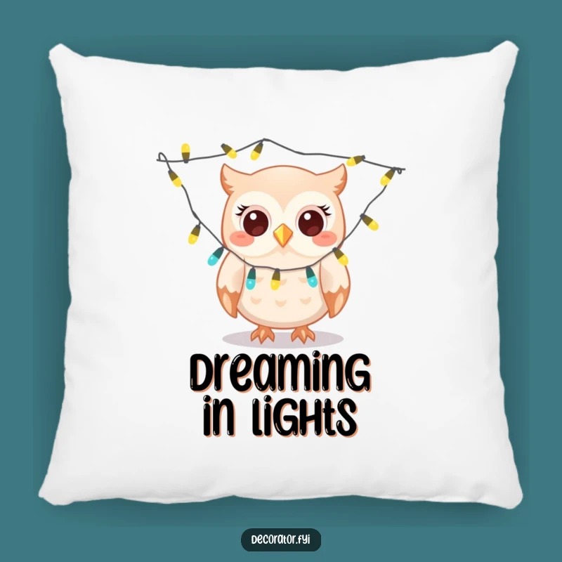 Funny Owl Decorator Pillow: Cozy Giggles & Twinkling Lights for Festive Comfort!