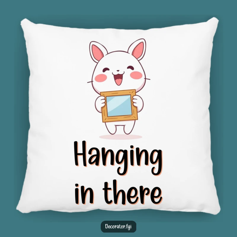 Funny Art Accent Pillow: Lively Character Hanging Whimsical Frame, Cozy Funny Gift
