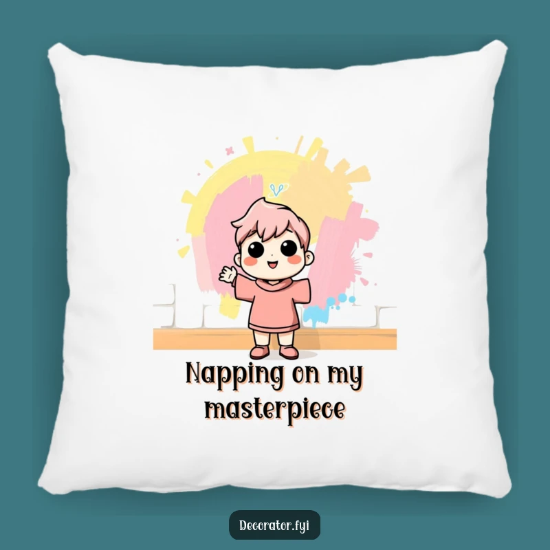 Funny Painter Pillow: Cheerful Pride, Cozy Humorous Home Decor Gift