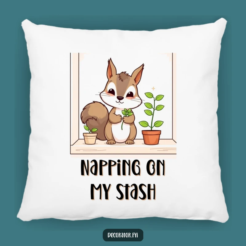 Funny Squirrel Gardener Pillow: Cozy & Hilarious Accent for Plant Lovers!