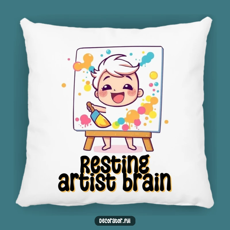 Funny Artist's Pillow: Cheerful Paint Splatter Decor, Comfy Funny Gift