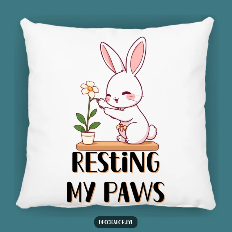 Funny Rabbit Pillow: Cozy Up with This Gentle Gardener, Comedic Comfort!
