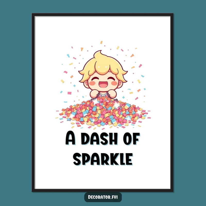 Funny Confetti Character Digital Art: Instant Festivity for Your Walls!