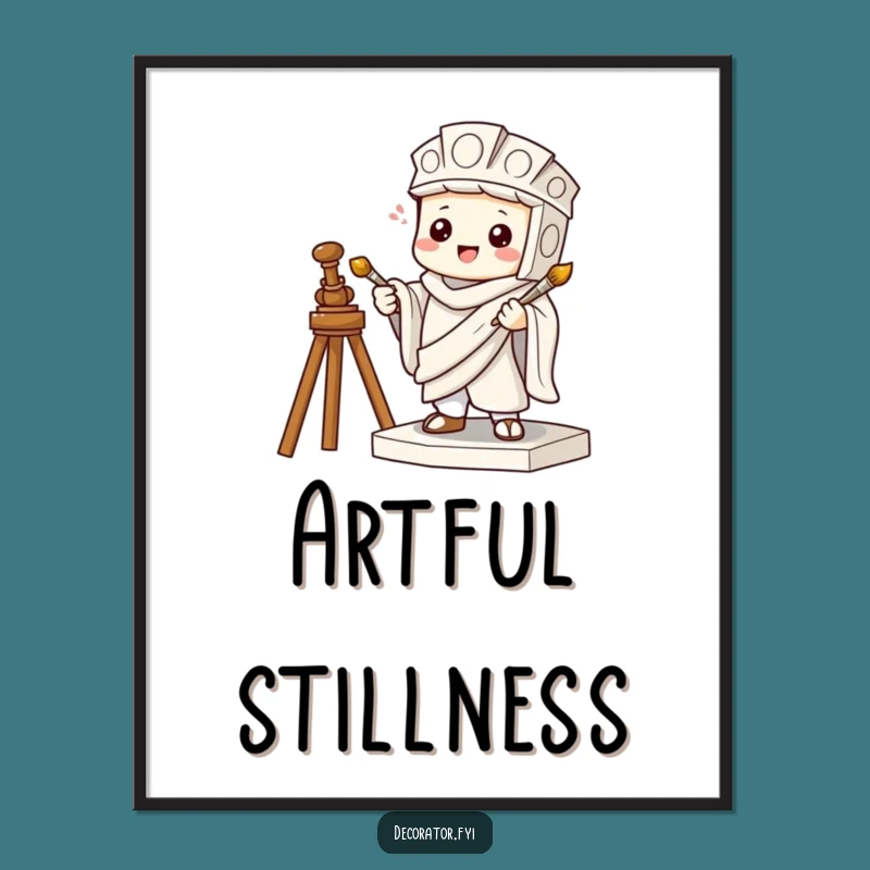 Funny Art Prank Print: Mischievous Statue Character, Instant Funny Gift Decor