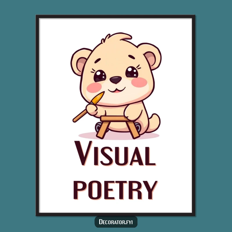 Funny Art Print: Character Balancing Paintbrush, Instant Humorous Wall Decor Gift