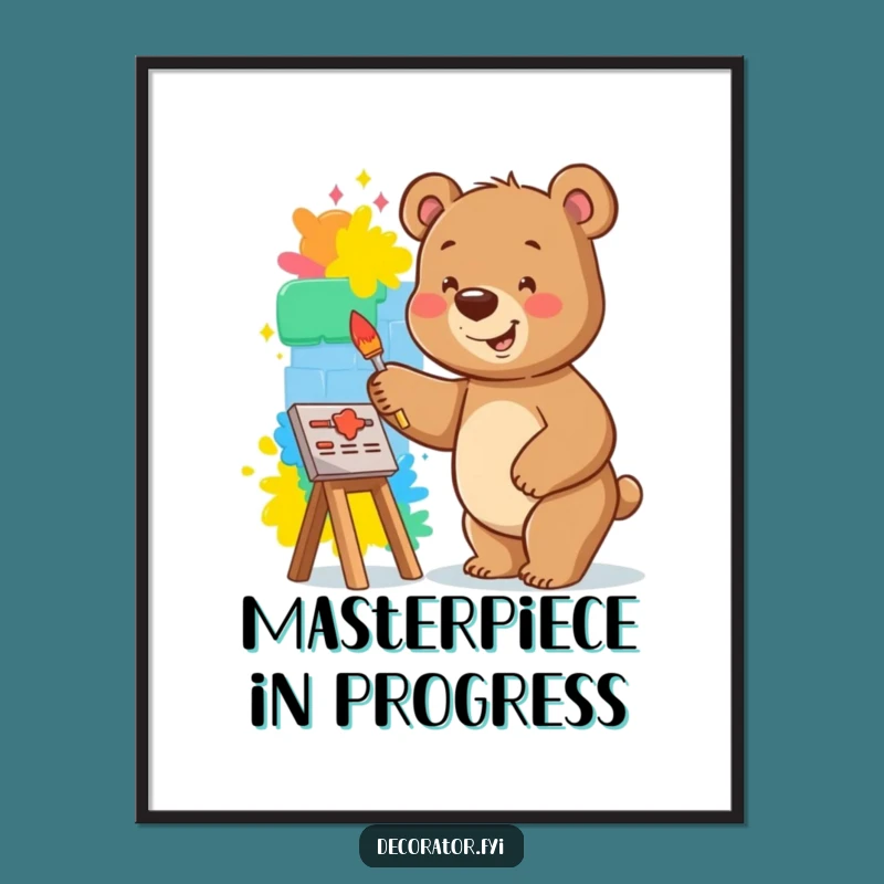 Funny Bear Digital Art: Hilarious Mural Print, Comedic Wall Art Download!