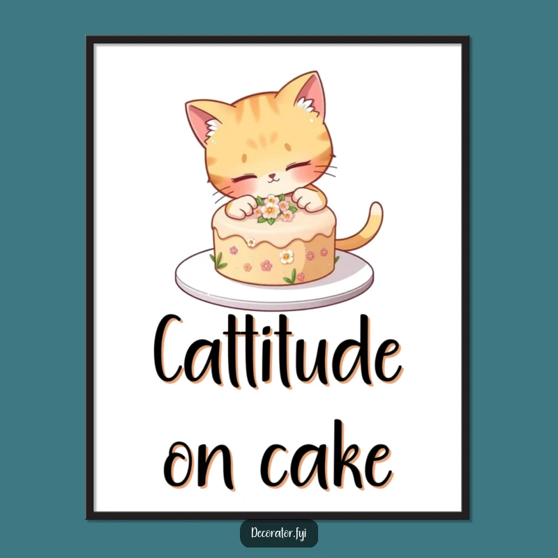 Funny Cat Cake Decorating Digital Art: Hilarious Cuteness for Your Walls