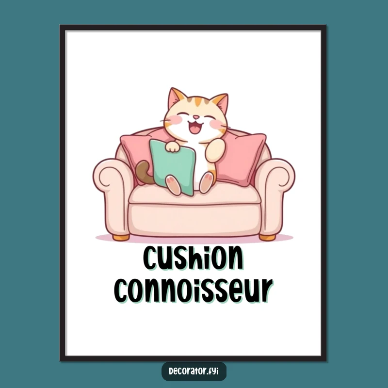 Funny Cat Decorator Print: Hilarious Digital Art for a Cozy and Stylish Space!