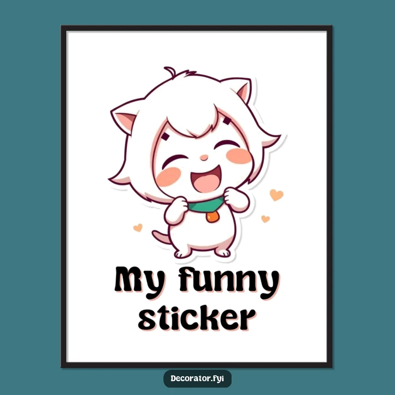 Funny Mischief Art Print: Giggling Sticker Artist - Hilarious Digital Decor, Perfect Humorous Gift!