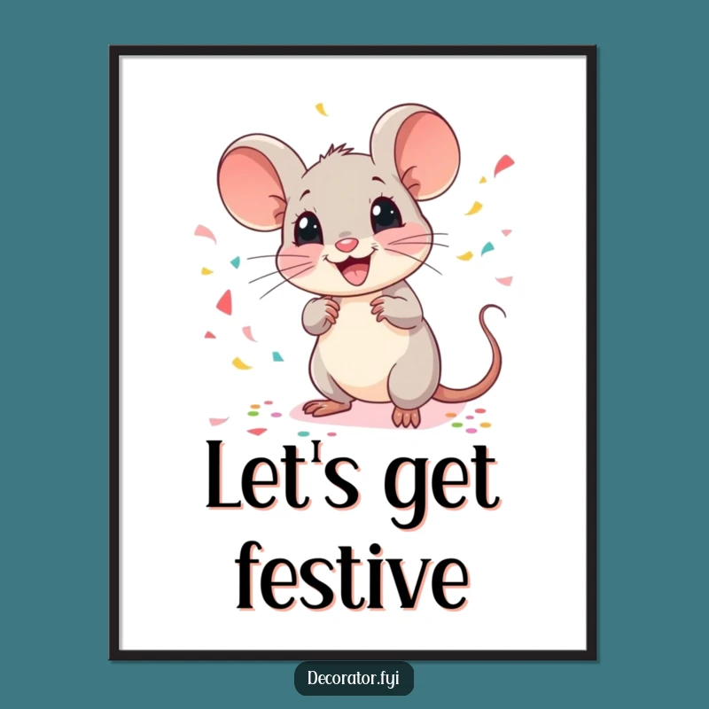 Funny Mouse Confetti Digital Art Print: Instant Festive Decor with Humorous Charm