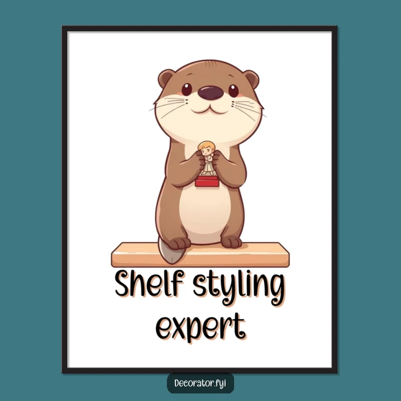Funny Otter Decorating Digital Art: Instant Whimsical Decor