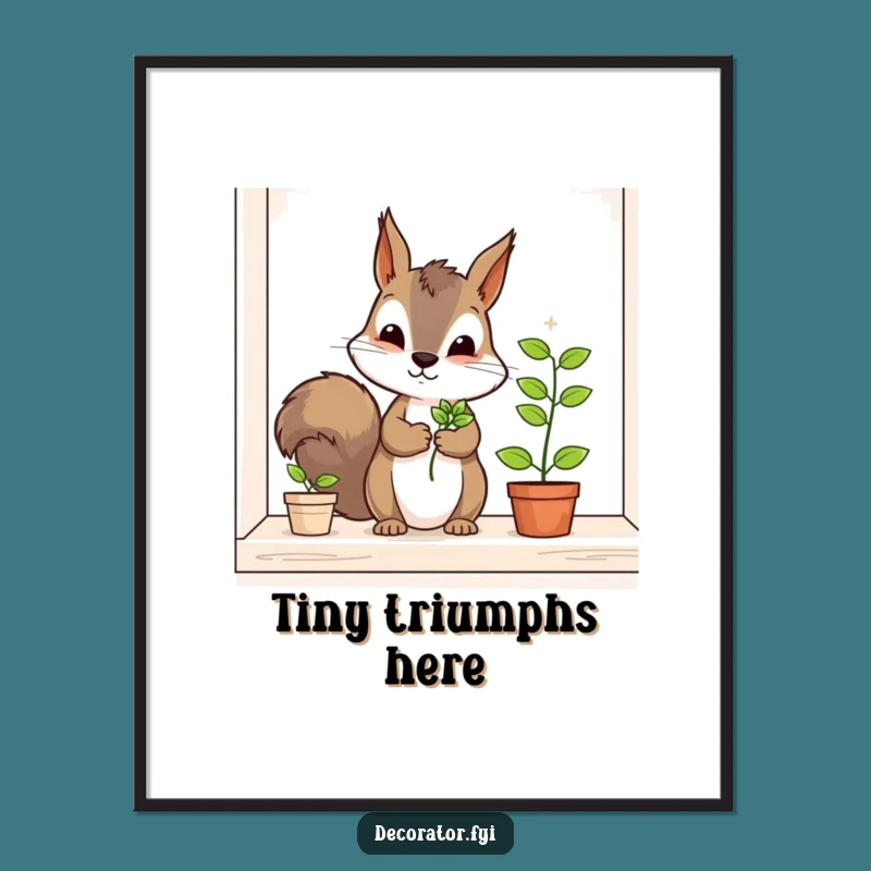 Funny Squirrel Gardener Digital Art: Instant Hilarious Decor for Plant Lovers!