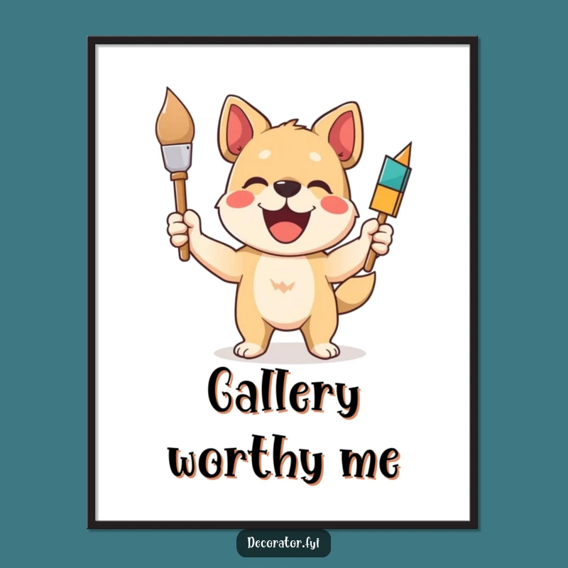 Funny Dog Painter Digital Art Print: Bring Artistic Joy to Your Walls, Ideal Funny Gift