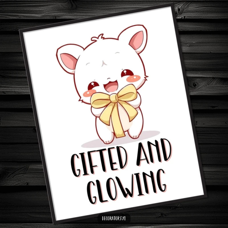 Funny Digital Art Print: Playful character ripping open a gift, a vibrant and humorous piece.