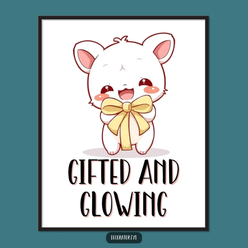 Funny Digital Art Print: Playful Character Unwrapping Gift, Instant Hilarious Decor Download