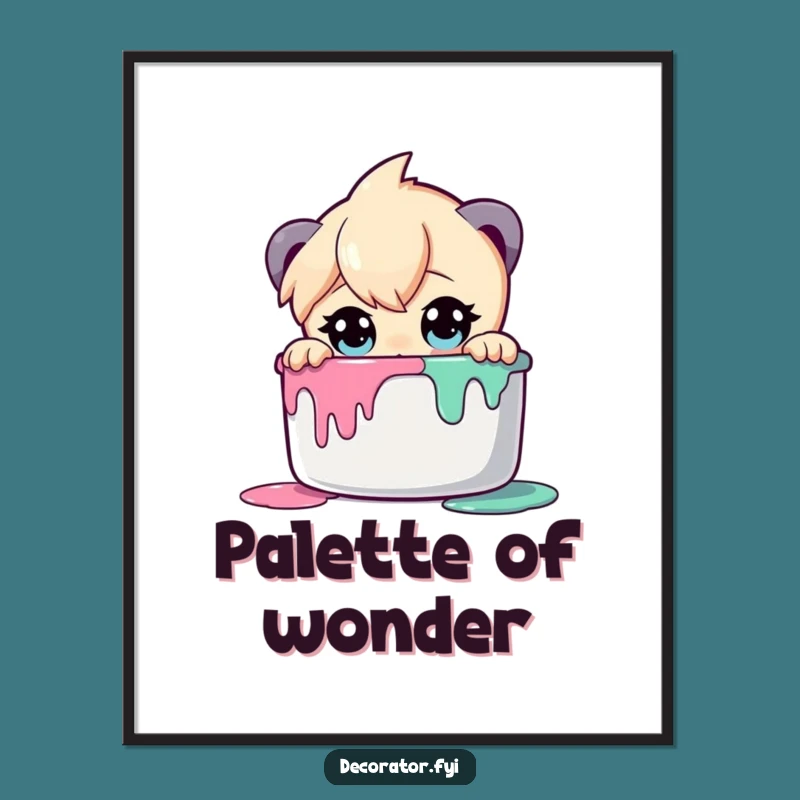 Funny Art Curiosity Print: Character & Paint Pot, Instant Funny Gift Decor