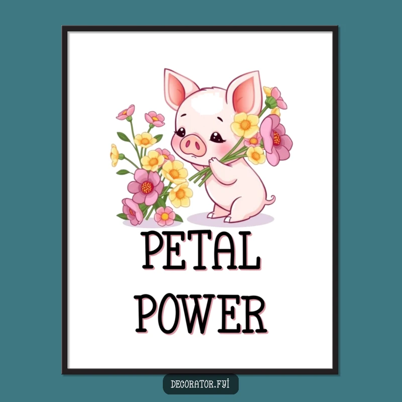 Funny Piglet Flower Print: Hilarious Digital Art for a Cheerful and Blooming Space!