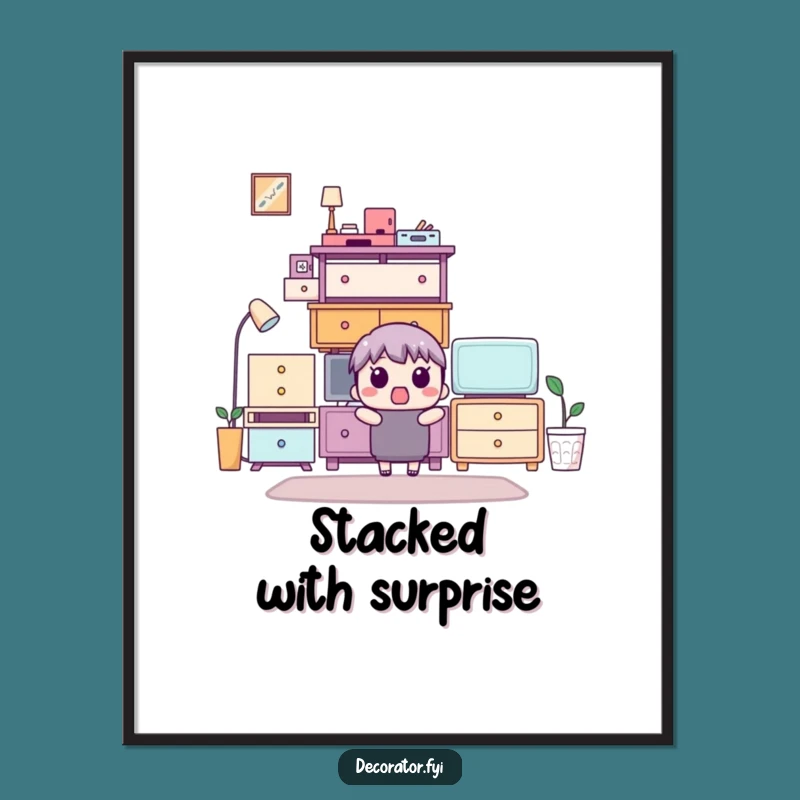 Funny Furniture Stack Digital Print: Hilarious Art for Instant Organized Decor!