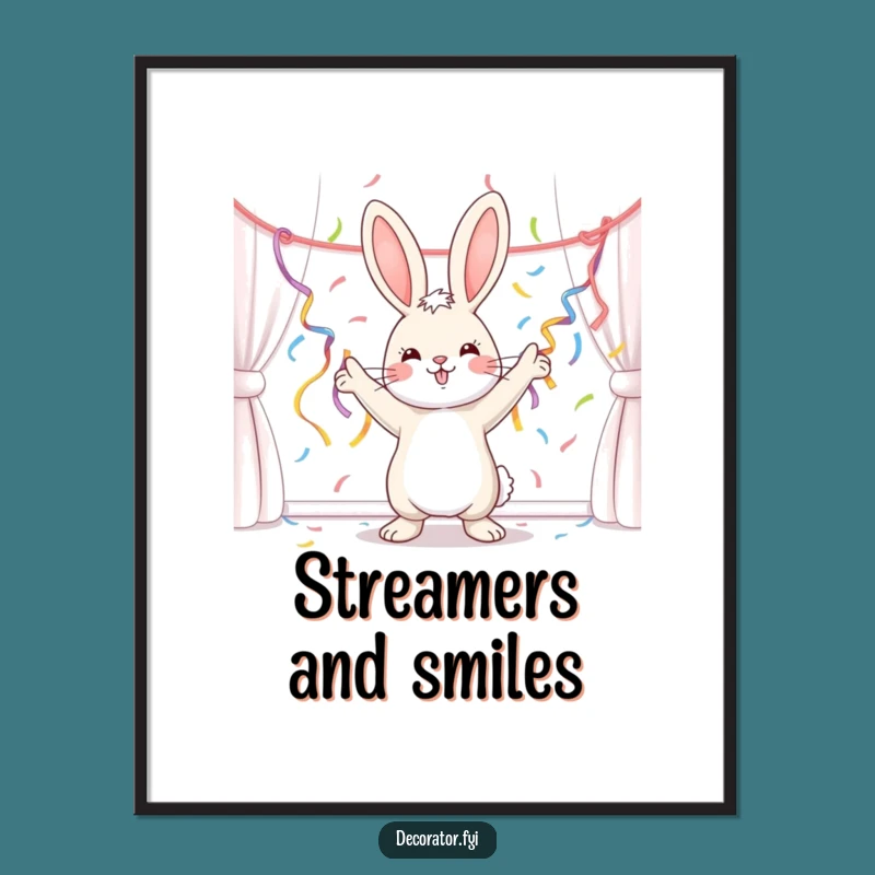 Funny Bunny Party Decor Digital Art: Instant Festivity for Your Walls!