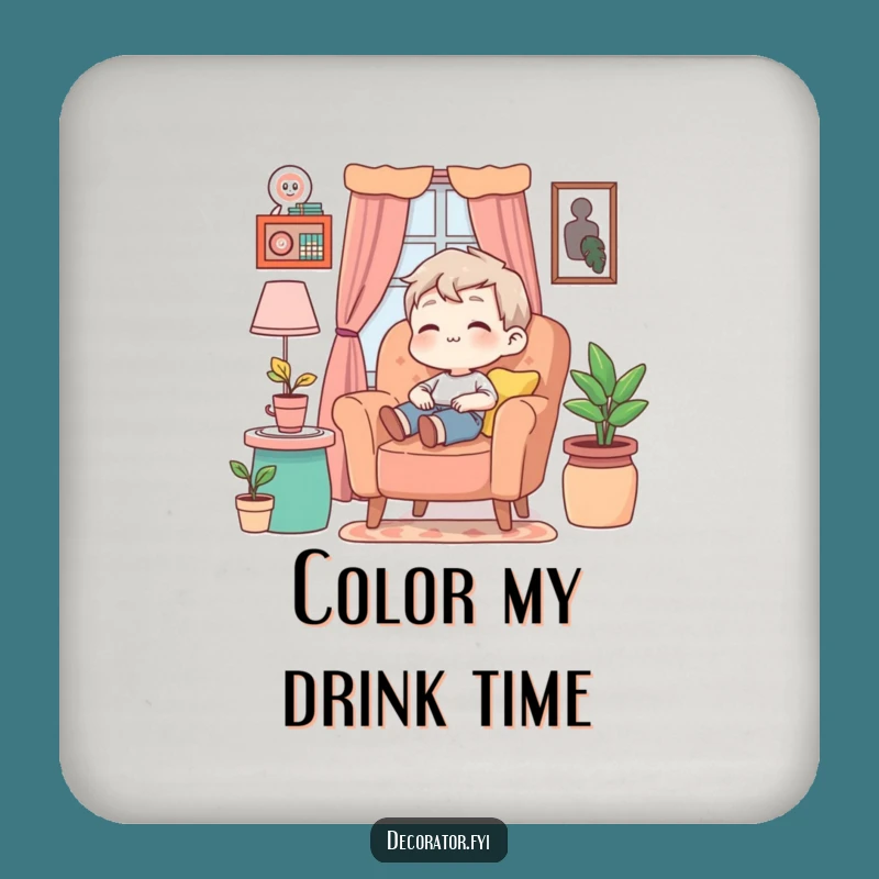 Funny Cozy Spot Coaster: Relaxed Character - Humorous Gift for Homebodies!