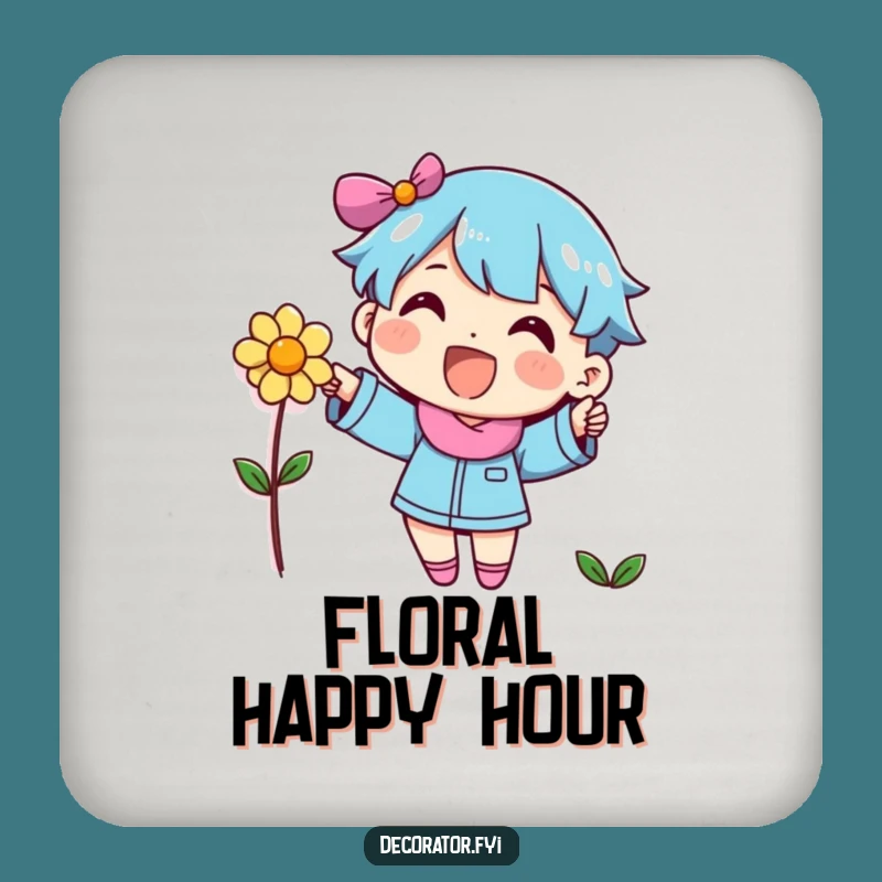 Funny Decorator Character Flower Coaster - Protect Surfaces with Cheerful Art