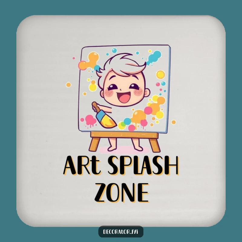 Funny Art Coaster: Happy Painter's Paint Splatter Protection, Chic Funny Gift